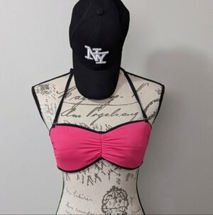 Pink/Black Polka Dot/Reversible Bikini Top